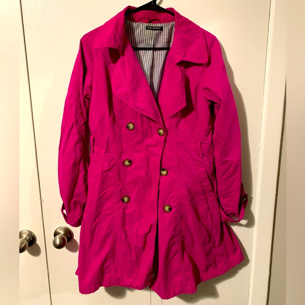 Hot pink trench coat
